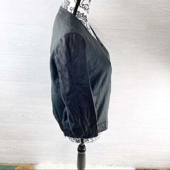 Helmut Lang Linen and Lamb Leather Moto Blazer Jacket - Picture 3 of 9